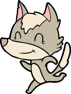 Bir insan tarafından çizilmiş dost canlısı çizgi film kurdu.