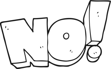 Serbest çizim siyah beyaz çizgi film HAYIR! Bir insan tarafından çizilmiş bağır