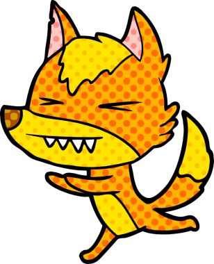 Bir insan tarafından çizilmiş tilki çizgi film karakteri