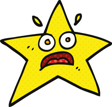 Bir insan tarafından çizilmiş komik çizgi roman tarzı çizgi film yıldızı.