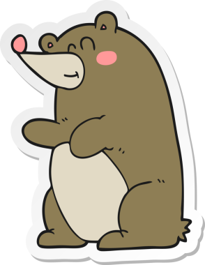 Bir insan tarafından çizilmiş çizgi film ayısının çıkartması.