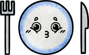 Bir insan tarafından çizilmiş yemek tabağının retro grunge deseni.