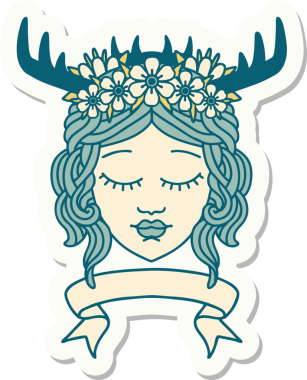 İnsan Druid karakterinin bir insan tarafından çizilmiş pankartı.