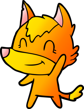 Bir insan tarafından çizilmiş tilki çizgi film karakteri