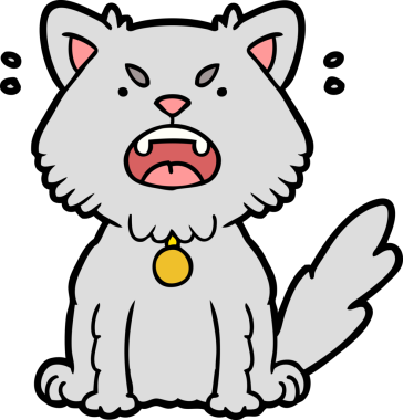 Bir insan tarafından çizilmiş kızgın kedi çizgi filmi.