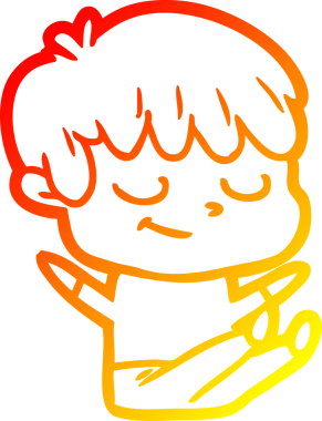 Bir insan tarafından çizilen mutlu bir çocuğun sıcak çizgi çizimi.