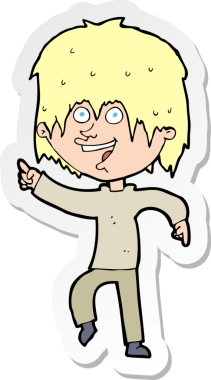 Bir insan tarafından çizilmiş mutlu bir çocuğun çıkartması.