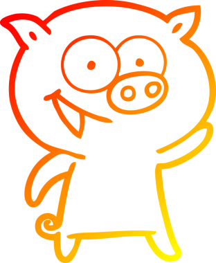 Bir insan tarafından çizilmiş neşeli bir domuz çizgi filmi.