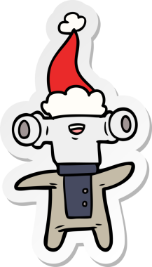 Bir insan tarafından çizilmiş Noel Baba şapkası giymiş bir uzaylının dostane el yazısı.