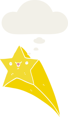 Düşünce baloncuğu olan bir çizgi film yıldızı insan tarafından çizilmiş.