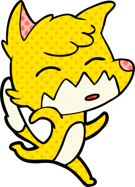 Bir insan tarafından çizilmiş tilki çizgi film karakteri