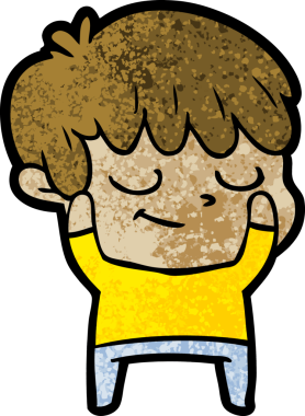 Bir insan tarafından çizilmiş mutlu çizgi film çocuğu.