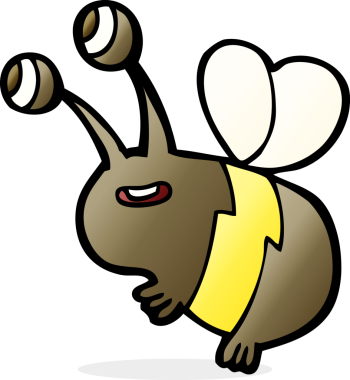 Bir insan tarafından çizilmiş mutlu bir arı.