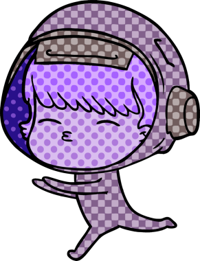 Bir insan tarafından çizilmiş meraklı astronot çizgi filmi.