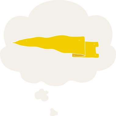 Düşünce baloncuğu şeklinde bir insan tarafından çizilmiş çizgi film afişi.