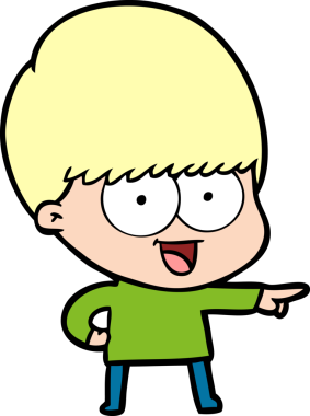 Bir insan tarafından çizilmiş mutlu çizgi film çocuğu.