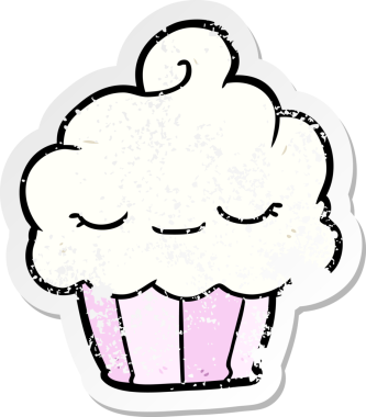 Bir insan tarafından çizilmiş karikatür kekinin sıkıntılı çıkartması.