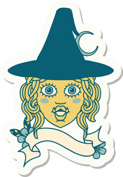 Bir insan tarafından çizilmiş yarım ork cadı yüzü çıkartması.