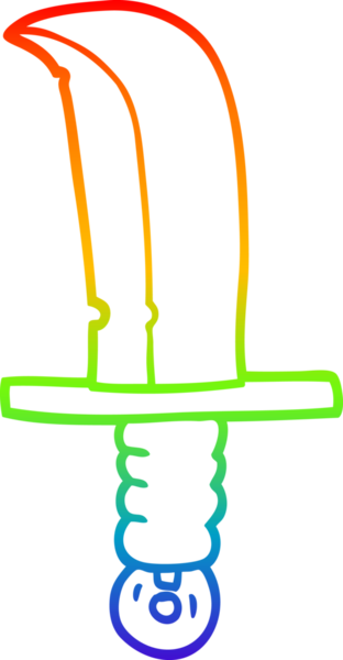 gökkuşağı gradyan çizgi çizimi bir insan tarafından çizilmiş bir hançer