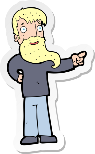 Bir insan tarafından çizilmiş sakallı bir karikatür adamın çıkartması.