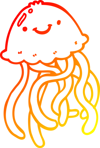 Bir insan tarafından çizilen mutlu denizanasının çizgi çizimi.