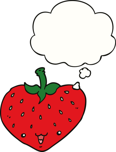 Bir insan tarafından çizilmiş düşünce baloncuklu karikatür çileği