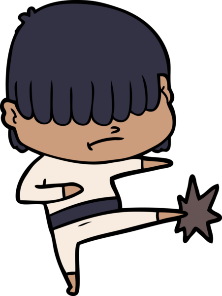 Bir insan tarafından çizilmiş dağınık saçlı çizgi film çocuğu.