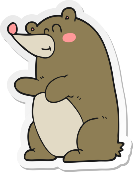 Bir insan tarafından çizilmiş çizgi film ayısının çıkartması.