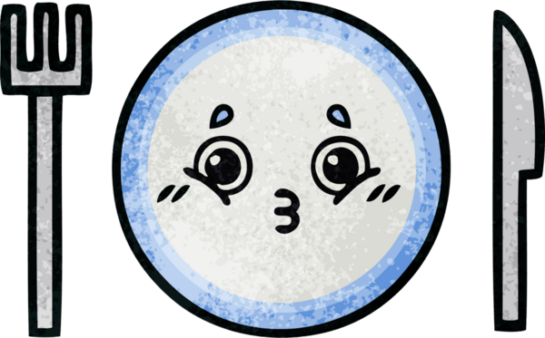 Bir insan tarafından çizilmiş yemek tabağının retro grunge deseni.