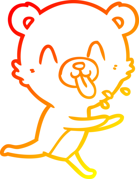 Bir insanın çizdiği dilden çıkan kaba bir kutup ayısının sıcak çizgi çizimi.