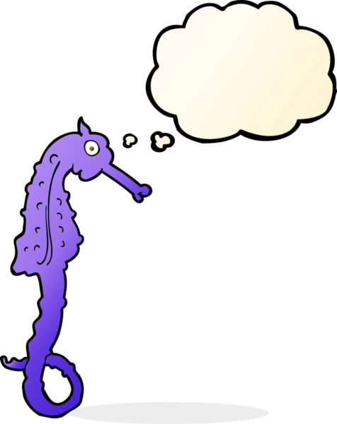 Bir insan tarafından çizilmiş düşünce baloncuklu karton deniz atı.