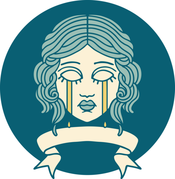 Bir insan tarafından çizilmiş kadın yüzü dövmesi simgesi