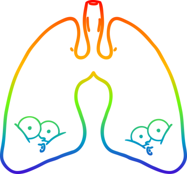 gökkuşağı gradyanı çizimi bir insan tarafından çizilmiş karikatür akciğerleri