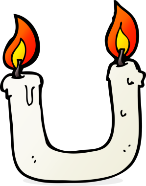 Bir insan tarafından çizilmiş iki uçtaki mumu yakmak.