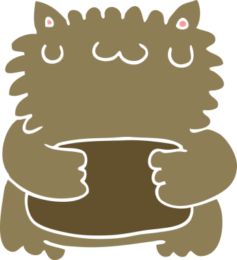 Bir insan tarafından çizilmiş düz renkli çizgi film ayısı