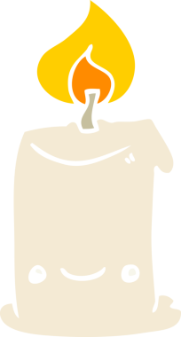 Bir insan tarafından çizilmiş düz renkli çizgi film mumu