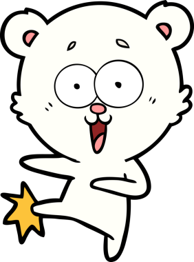 Bir insan tarafından çizilmiş mutlu kutup ayısı karikatürü