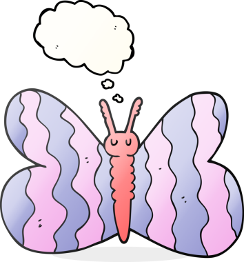 Bir insan tarafından çizilmiş serbest çizim balon karikatür kelebeği