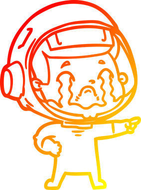 Bir insan tarafından çizilmiş, ağlayan bir astronotun sıcak çizgi çizimi