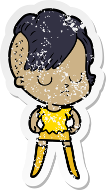 Bir insan tarafından çizilmiş karikatür bir kadının sıkıntılı çıkartması.