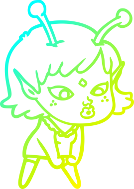 Bir insan tarafından çizilmiş güzel bir uzaylı kız çizimi.