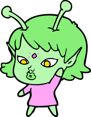 Bir insan tarafından çizilmiş güzel uzaylı kız.