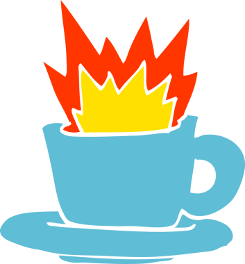 Bir insan tarafından çizilmiş düz renkli bir kahve fincanı.