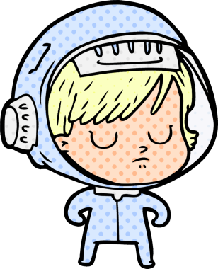 Bir insan tarafından çizilmiş astronot kadın.