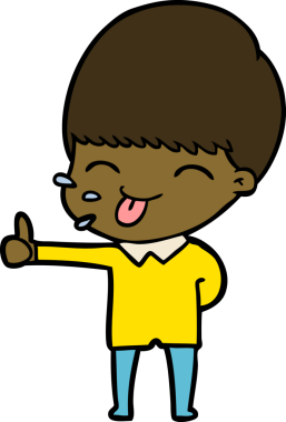 Bir insan tarafından çizilmiş mutlu çizgi film çocuğu.