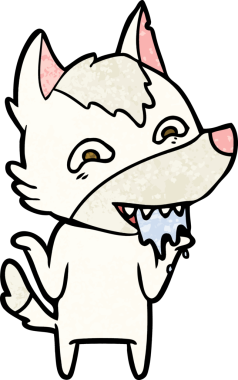 Bir insan tarafından çizilmiş aç kurt çizgi filmi.