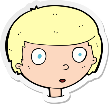 Bir insan tarafından çizilmiş meraklı bir çocuğun çıkartması.