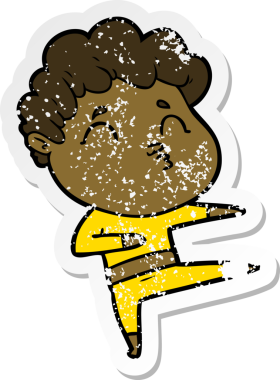 Bir insan tarafından çizilmiş karikatür adamın sıkıntılı çıkartması.