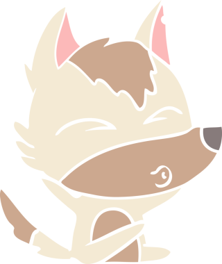 Bir insan tarafından çizilmiş düz renk çizgi film kurt ıslığı.