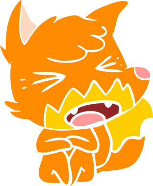 Bir insan tarafından çizilmiş kızgın düz renkli tilki çizimi.